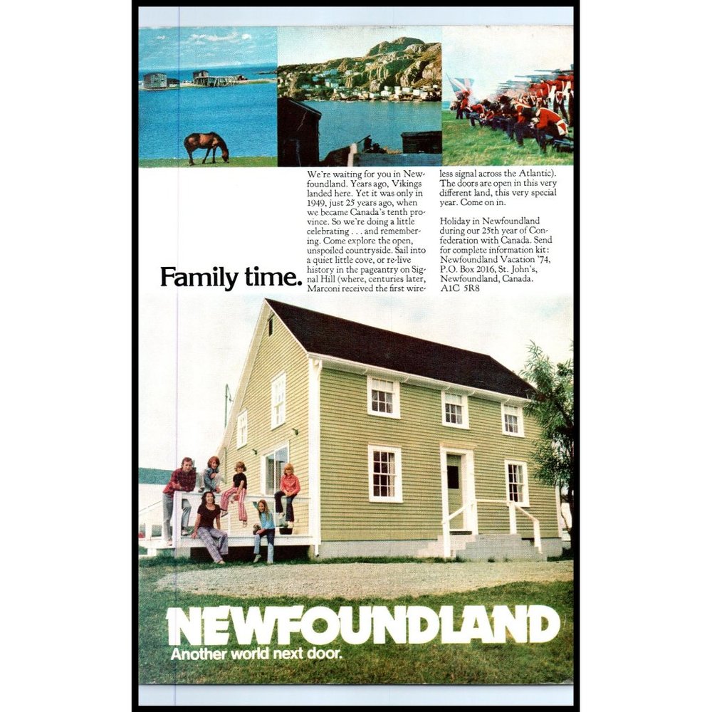 1974 Newfoundland Family Time Vacation Travel Vintage Print Ad Fishing Wall Art